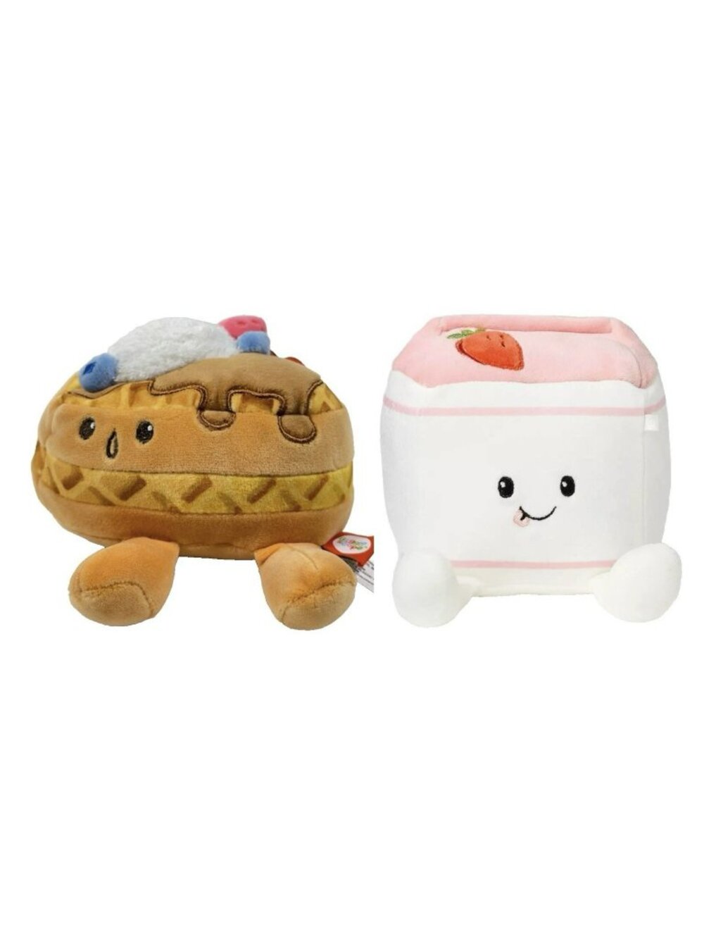 Gigglescape Waffle Heart & Strawberry Milk 4.5" Plush Toy Stuffed Animal 2 Pack